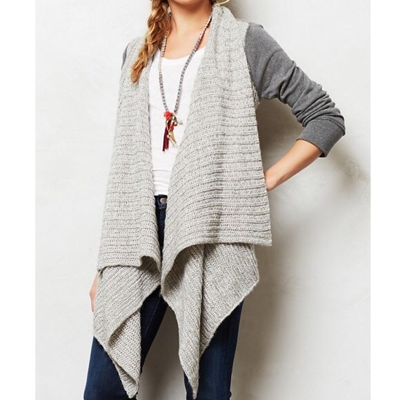 Anthropologie Sweaters - Anthropologie Gray Waterfall Cardigan, size medium